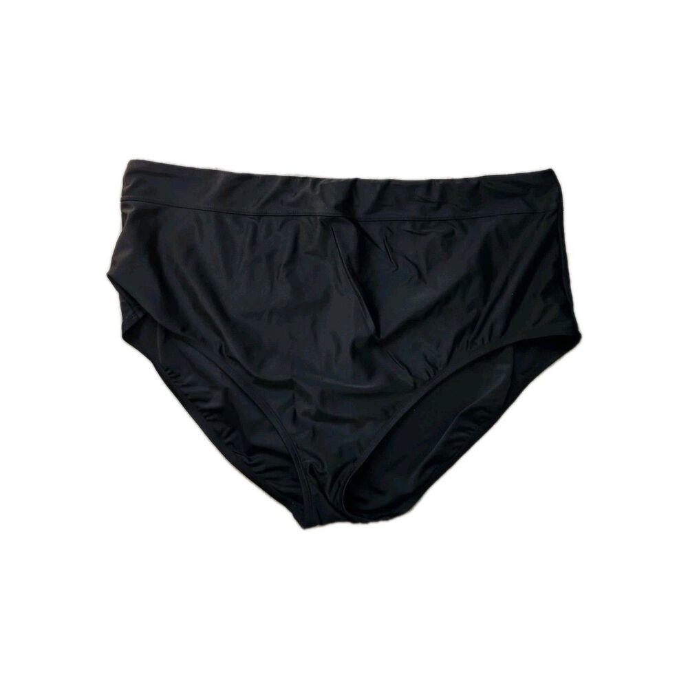 Kona Sol Black High Waisted Swim Bottoms 3X Plus Size Bikini Bottoms Solid EUC